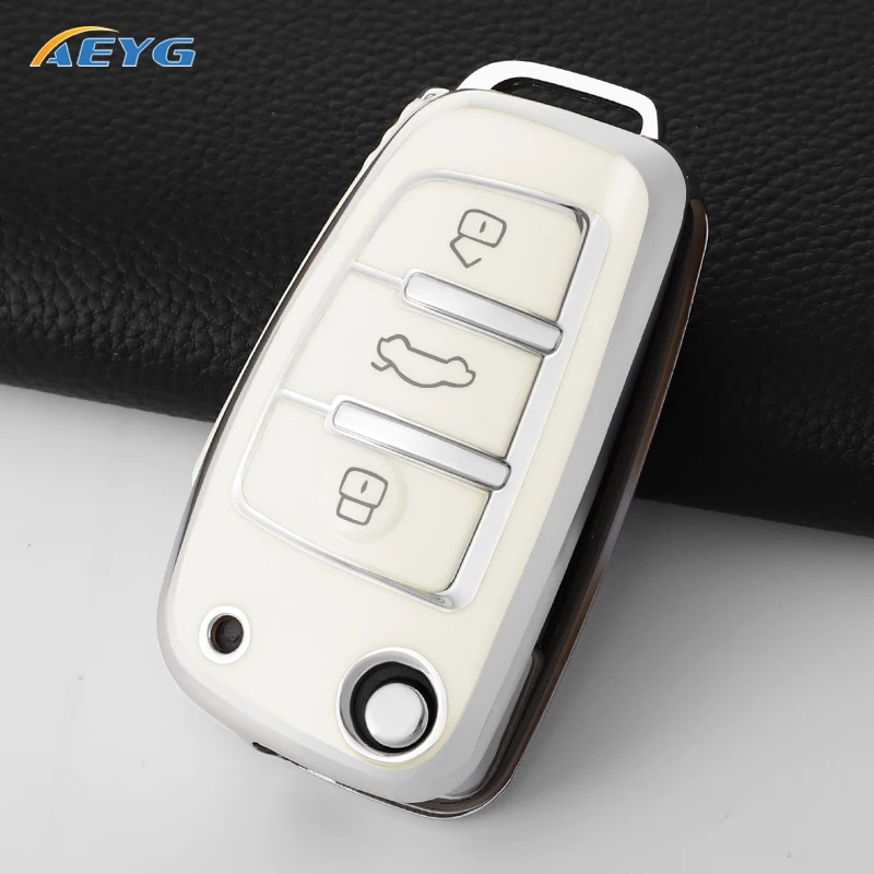 TPU Car Key Case Cover Shell Fob For Audi A3 A4 B6 B7 B8 A6 C5 C6 RS3 S1 S3 Q3 Q5 Q7 TT Protector Holder Keyless Auto Fob