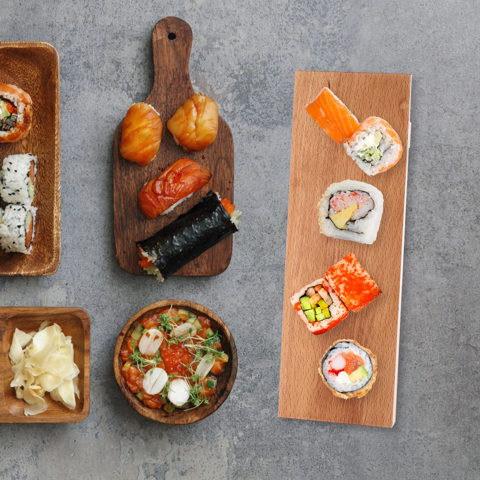 

Japanese Wooden Sushi Plate 30x10cm Tray Decorate Sashimi Serving Plates Party Lightweight Safe Material Storage Snacks