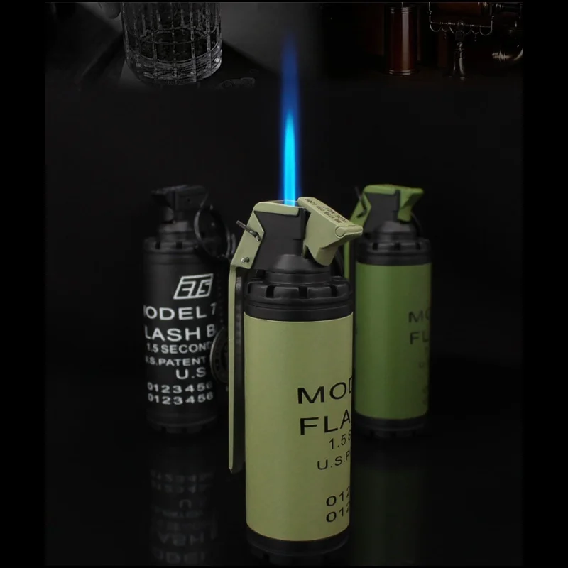 Neuer Stil Einzigartige Metall-Butangasfeuerzeuge Coole Granatenform Fackelfeuerzeug Festivalgeschenke Kreatives Männer-Spielzeug Raucherzubehör