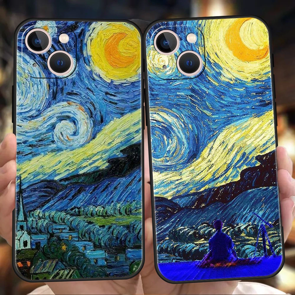 Van Gogh Series Phone Case for iPhone 16 15 14 13 12 Pro Max 11 Pro Max 7 8 Plus XS XR Shockproof Soft Shell Capas Bag TPU