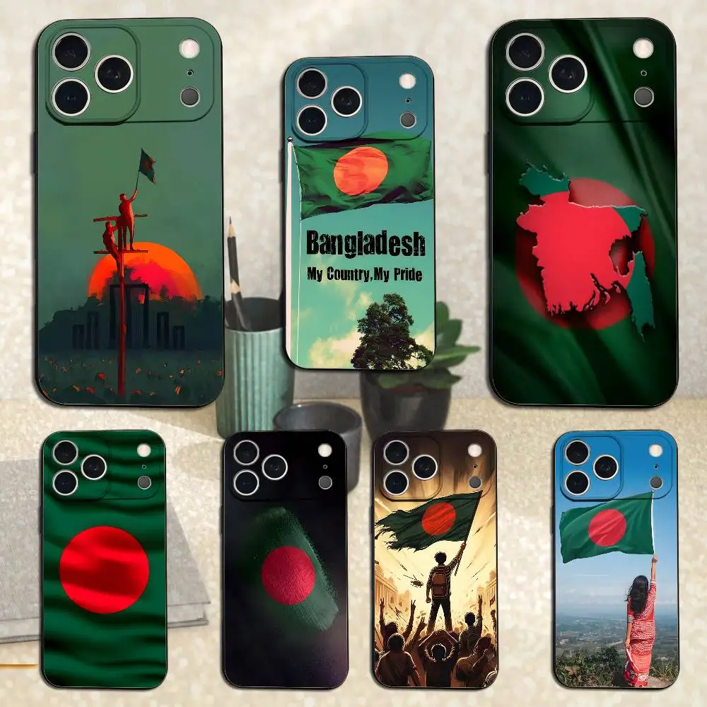 

Bangladesh Flag Phone Case For iPhone 17,16,15,14,13,12,11 Plus,Pro Max,XS,X,XR,SE,Mini,8,7,Soft Silicone Black Cover