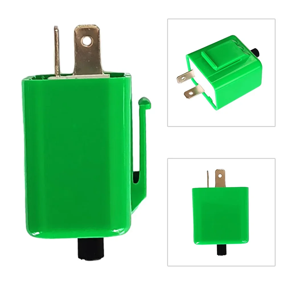 12V 2 Pin Motorcycle LED Flasher Relay Adjustable Square LED Motorcycle Flasher Relay Turn Signal Indicator Flash Green