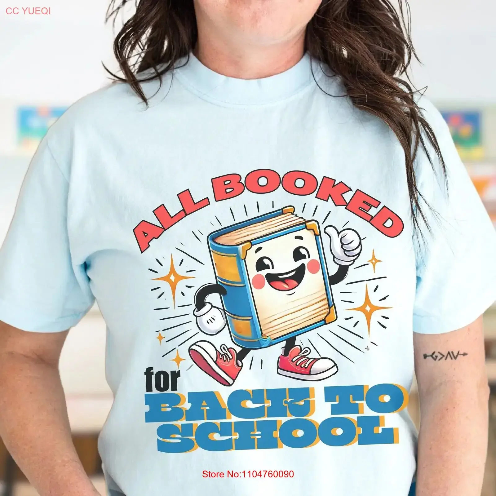 All Booked for Back to School T Shirt Retro Style Book Mascot Teacher or Student Matching  vintage Washed Casual