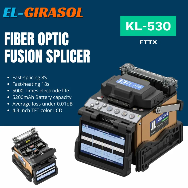 

Fiber Optic Fusion Splicer KL-530 Alignment Fusion Splicer 6 Motors Optical Core Welder Splicing Hine With VFL OPM Tool Kits