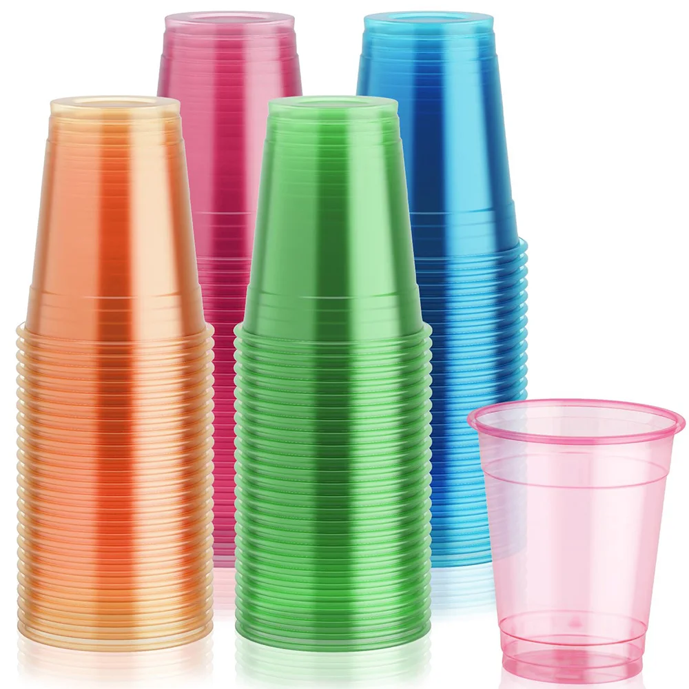 

40 Pcs Neon Cups Glowing Party Cups 12 oz Clear Plastic Glowing Cups Birthday Party In The Dark Party Drinkware Beverage Cups