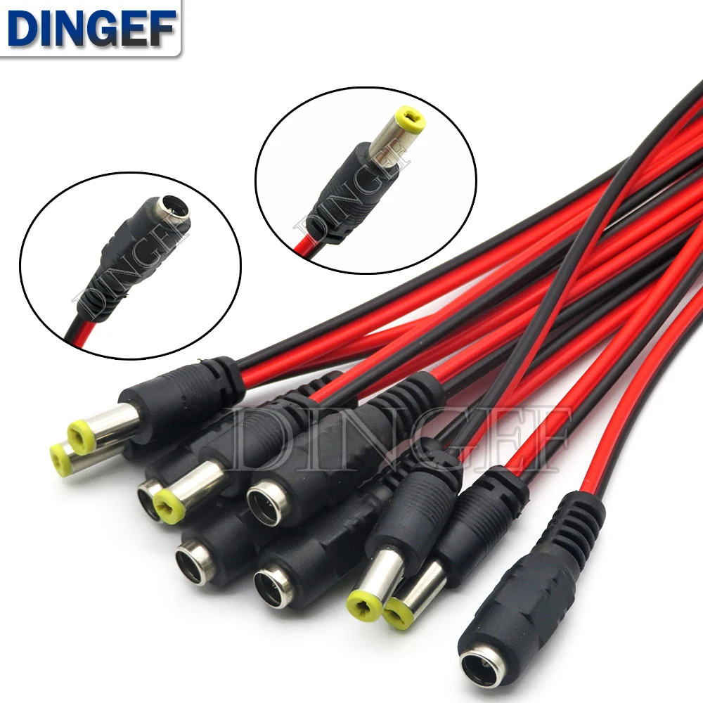 5PCS DC Power Male Female Cable 12V Plug DC Adapter Cable Plug Connector For CCTV Camera DC Plug 5.5*2.1mm 5.5x2.1 5.5x2.1mm