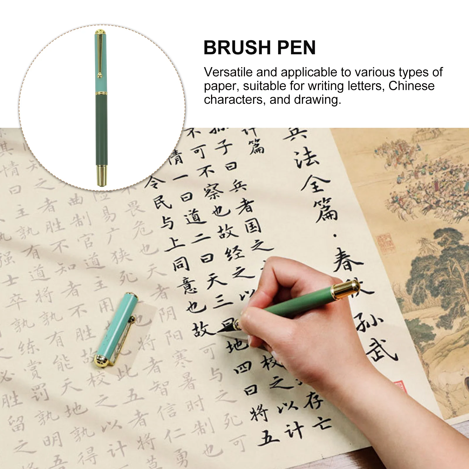 

Durable Metal Alloy Smooth Writing Brush Pen Portable Calligraphy Pen With Soft Tip For Chinese Characters And Letters