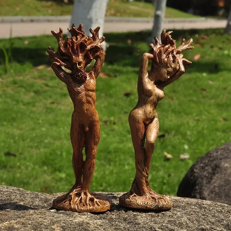 Couple Tree Root Forest Goddess Statue Resin Craft Ornament Tree Man Home Room Desk Decoration Accessories