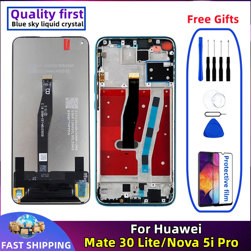 

LCD Touch Screen Digitizer Assembly Replacement, Original with Frame, Mobile Phone Display, Huawei Mate 30 Lite, Nova 5i Pro