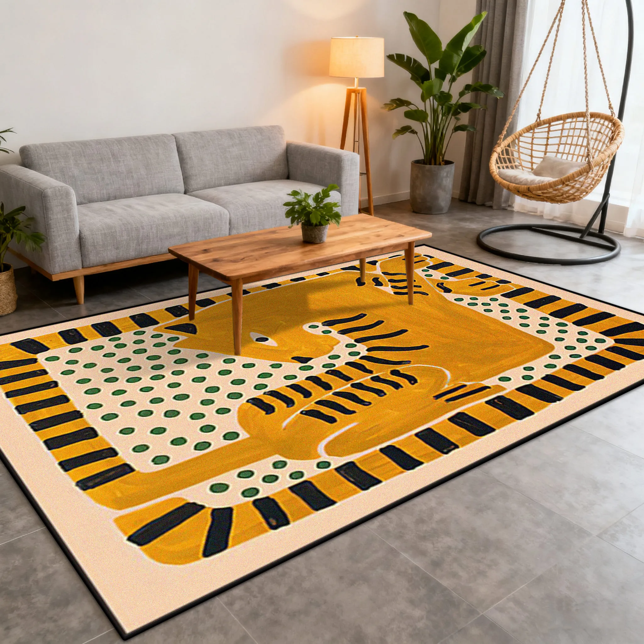 

Modern Art Cartoon Strange Fluffy Living Room Carpet Decoration Bedroom Bedside Non-slip Rug Tropical Style Easy Clean Floor Mat