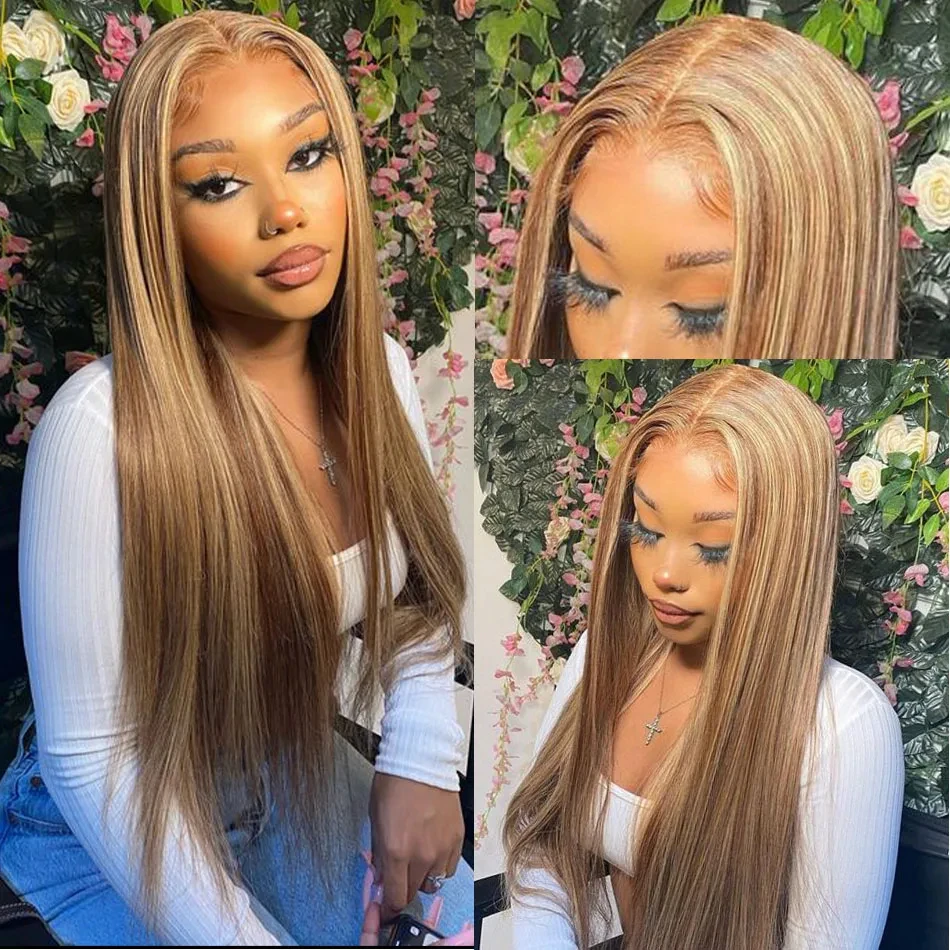 Highlight Straight 13x6 Lace Frontal Wig Brazilian Transparent 13x4 Glueless Front 100% Human Full Hair Wigs For Women Choice