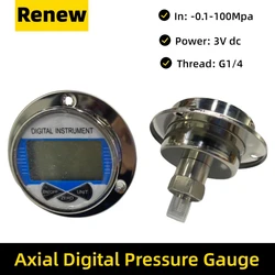 0-1000bar Hydraulic Vacuum Digital Pressure Gauge Axial G 1/4 Male Connector Oil Gas Water Pressure Gauge 4'' Manometer