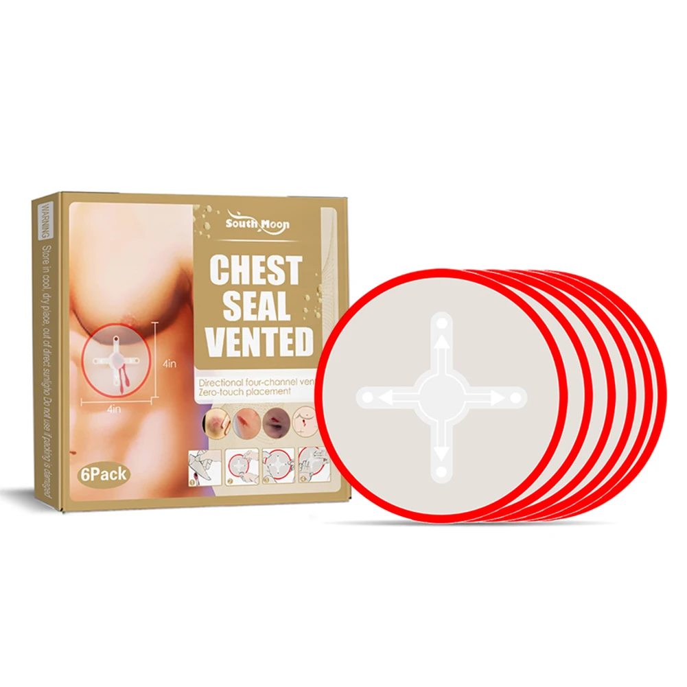 

6pcs Emergency Trauma Sticker Transparent First Aid Sticker Sticky Easily Seal Vented First Aid Patch Breathable for Skin Trauma