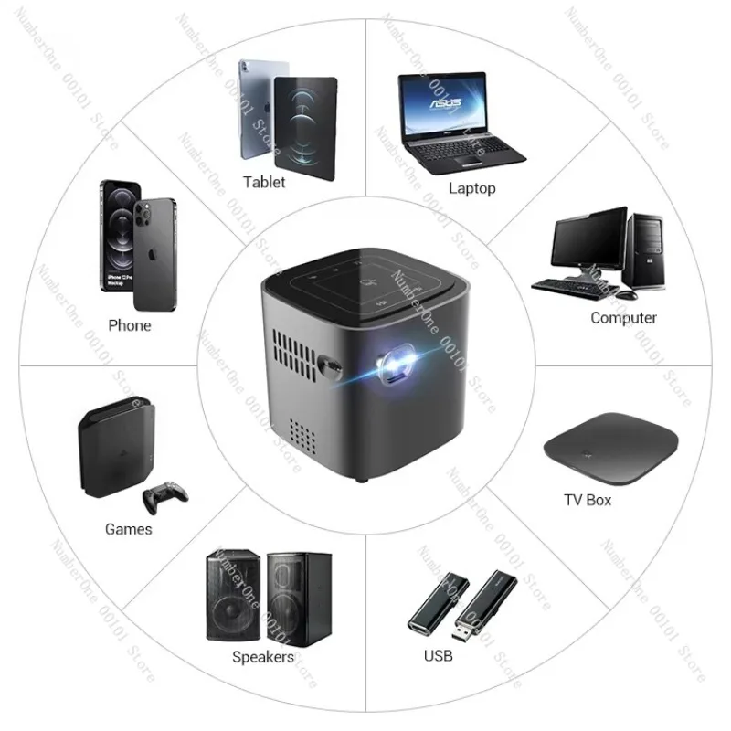 جهاز عرض خارجي بطارية قابلة للشحن عالي الدقة 1080P WIFI BT Mini Pico Android Video Smart Touch DLP محمول #2