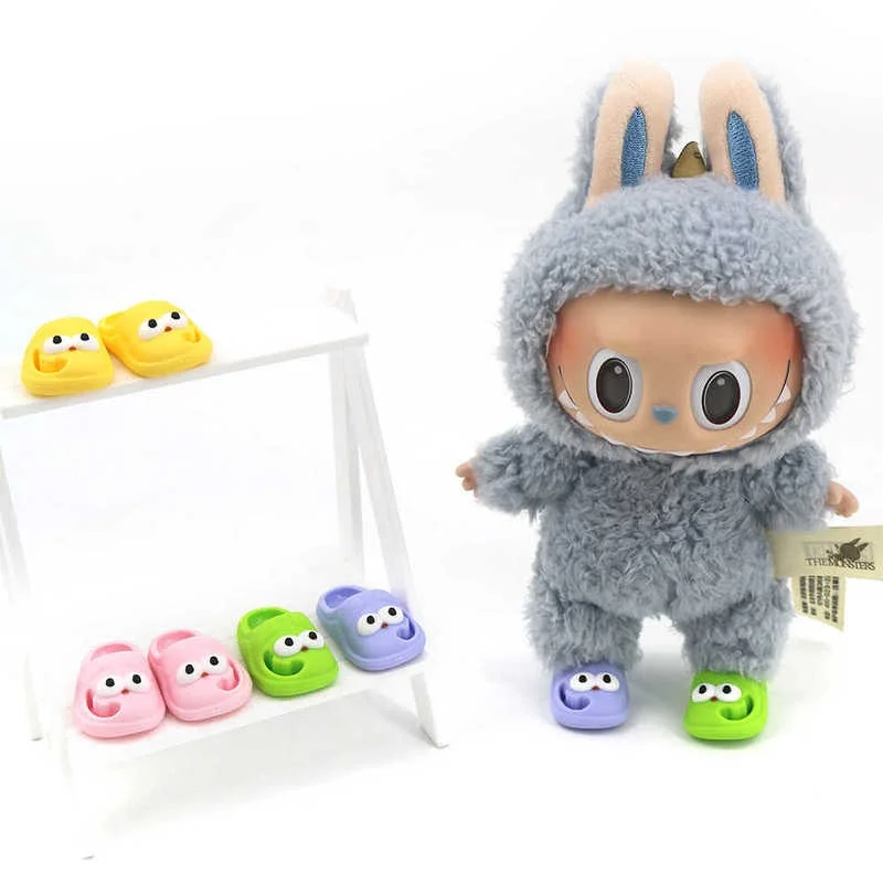 

Labubu Summer Slippers 17cm Plush Doll Slippers Toys Wearable Kids Shoes Decorative Items Soft Material Comfortable For Toddlers
