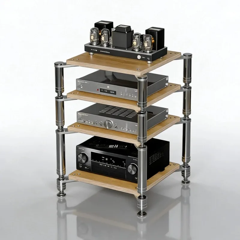 Single Tier HIFI Audio Stand, Shock Isolation Amplifier Rack with Separated Shockproof Feet