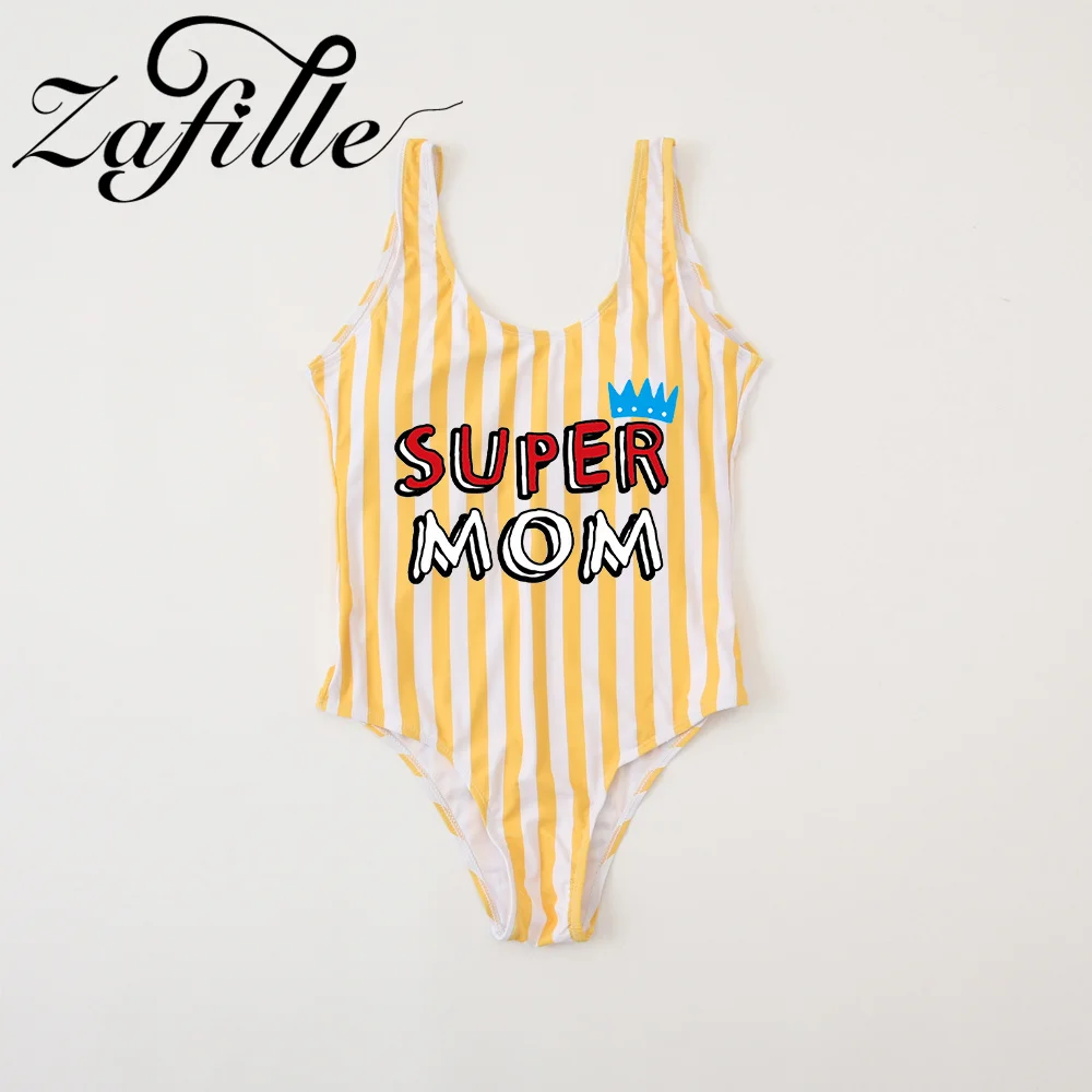 ZAFILLE Summer Family Matching Swimwear Mom And Daughter Same Swimsuit 2022 Striped Sleeveless Bathing Outfits For Dad And Son