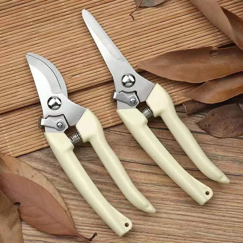 Stainless Steel Garden Pruning Shears Spring‑loaded Plant Branch Cutter Fruit Picking Scissors Bonsai Trimming Hand Tool