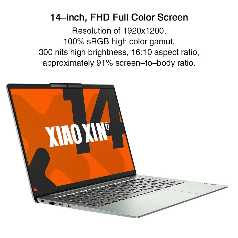 Lenovo-XIAOXIN 14 2024 Slim Laptop, AMD Ryzen R7 8845H, Intel Core i5 13420H, 16GB, 32GB, 512GB, 14 ", 2K Display