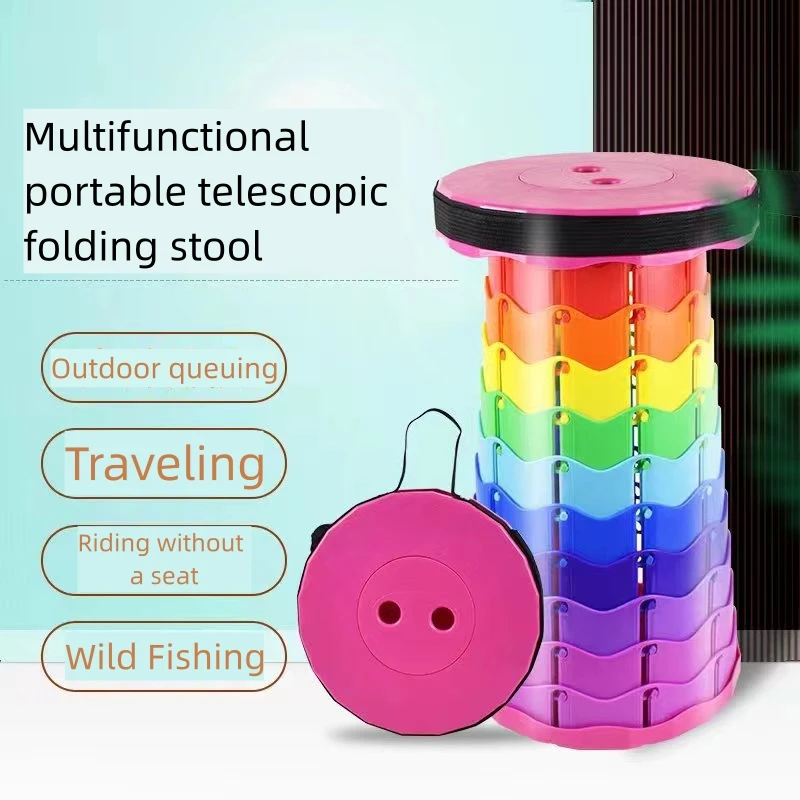 Portable Telescopic Stool Travel Camping Plastic Folding Chair Picnic Seat Queuing Outdoor Retractable Beach Fishing Stool