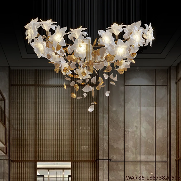 

Светодиодная люстра, современный дизайн, украшение интерьера, вестибюль отеля, зал, лестница, большая лампа на заказ