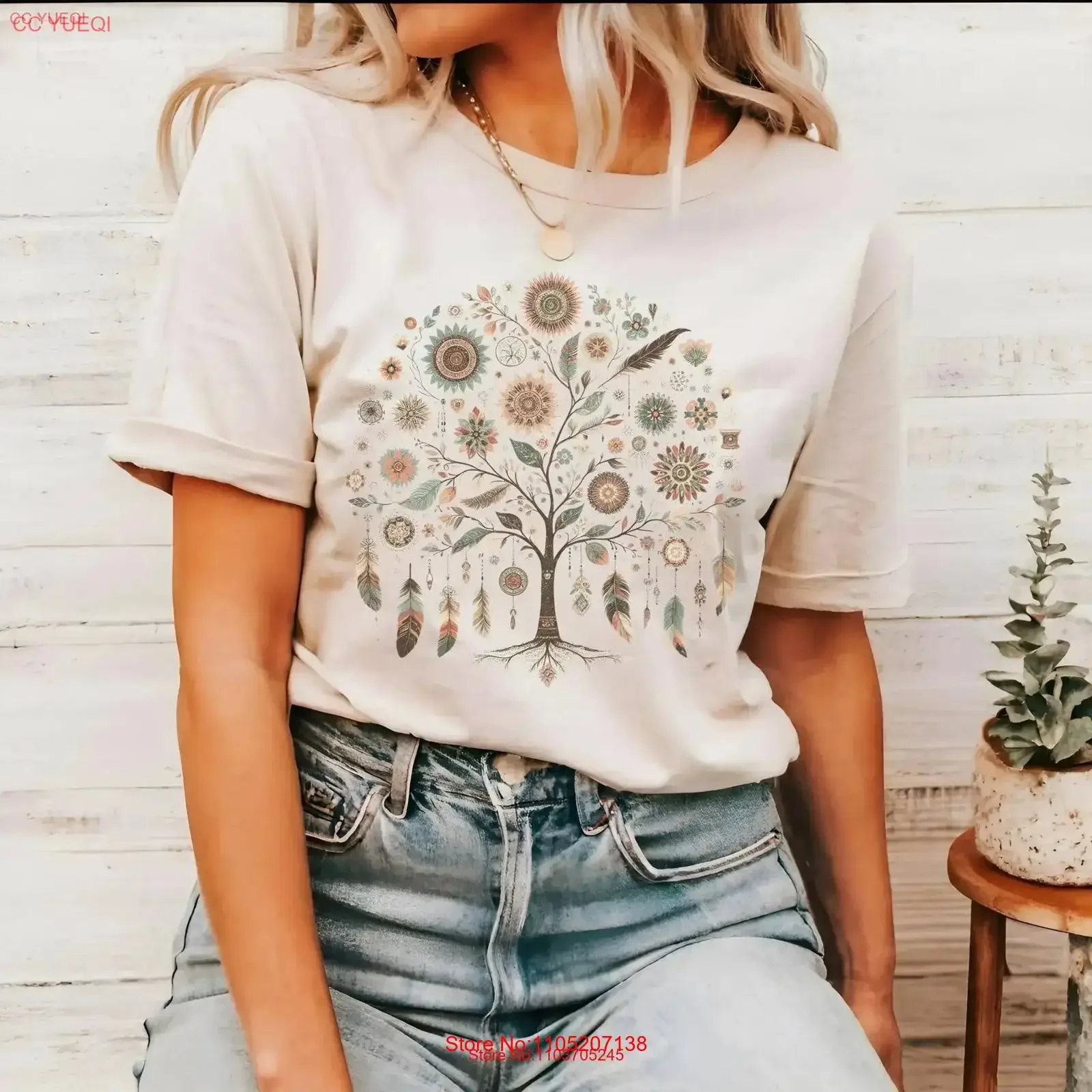 

Bohemian Tree of Life T Shirt Cool for Nature Lover Popular Trending Fashion Spiritual Boho Chic Summer Spring Fall vintage