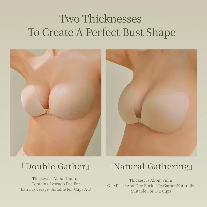 SUJIIN Adhesive Nipple Covers for Women Sticky Boobs Sexy Push Up Strapless Thin Invisible Bras Wedding Dress Nipple Patch XT001