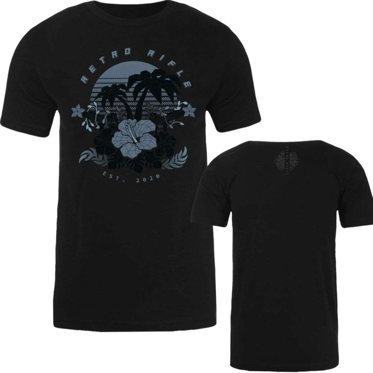 2026 Retro Rifle - Men's T-Shirt - Blackout Palm Graphic Printing High-end Luxury Unisex Style Both of Men and Women