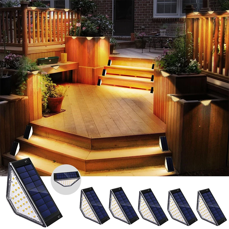 Solar Deck Lights Fence Lights Outdoor Step Lights Waterproof Solar Lights for Railing Stairs Step Fence Yard Patio and Pathway