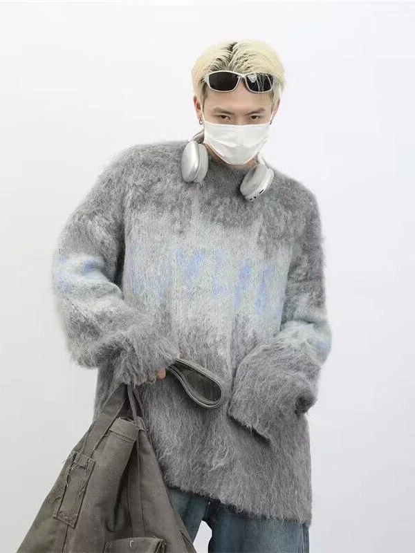 

Американский ретро Thiened adient Color Lazy Sle вязаный свитер мужской свободный осенне-зимний верхняя одежда теплое пальто на голову