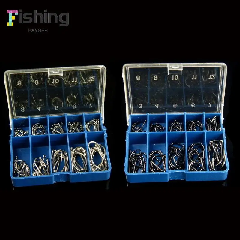 

100Pcs/lot fishing hooks High carbon steel Black Bait Holder Fish Hook Set