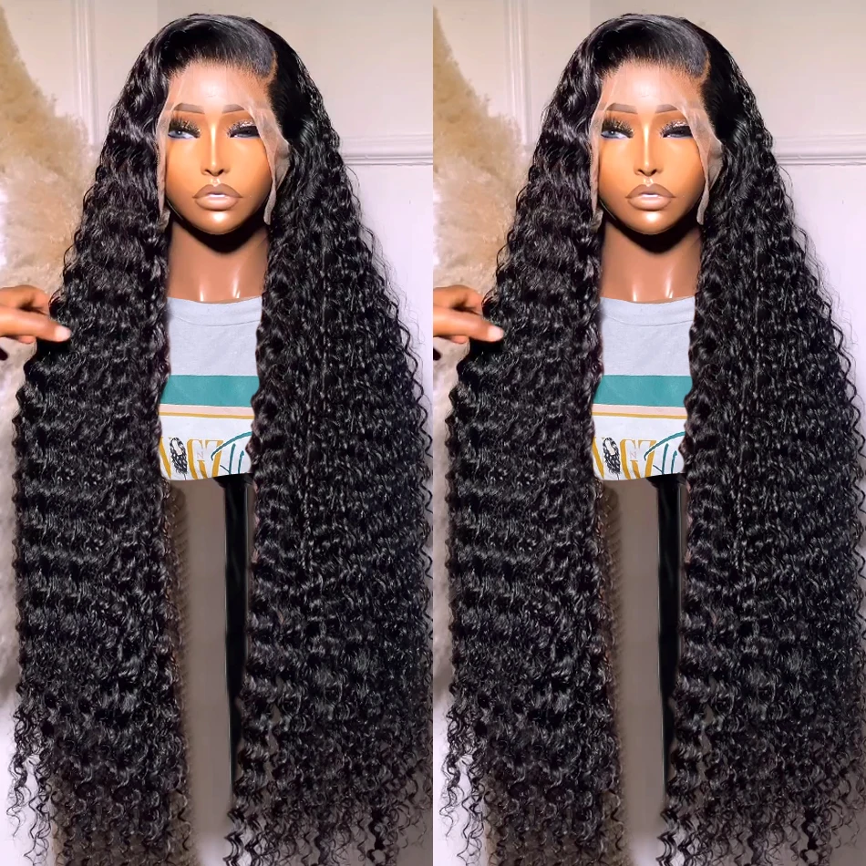 Rosabeauty 13X6 Nature Color 250% Density 13X4 Deep Wave 40 Inch  HD Lace Front Human Hair Wigs Preplucked Glueless Curly Wigs