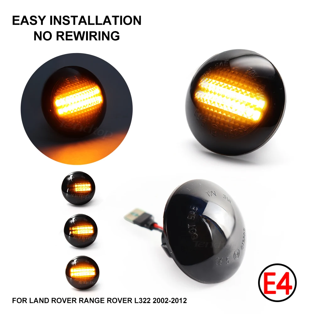 Dynamic Smoked Lens Full LED Amber Front Fender Side Marker Light  for Turn Signal Lamp for Land Range Rover L322