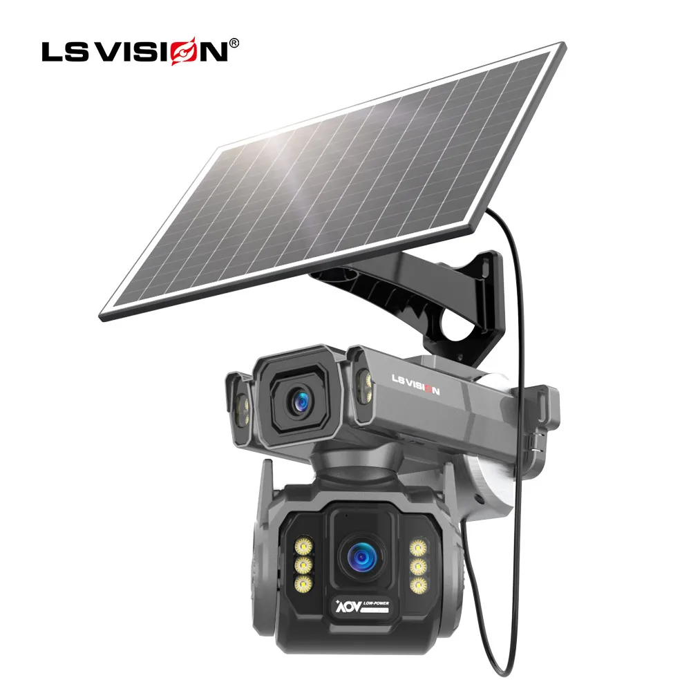 LS VISION 10MP 12X Optyczny Zoom Kamera Monitoringu Zewnętrznego AOV 4G Cloud SIM Kamera Solarna z Podwójnymi Ekranami Panel 10W PTZ CCTV Nagrywanie Wideo 24/7 AI Automatyczne Śledzenie Zoomem Kamery — 2