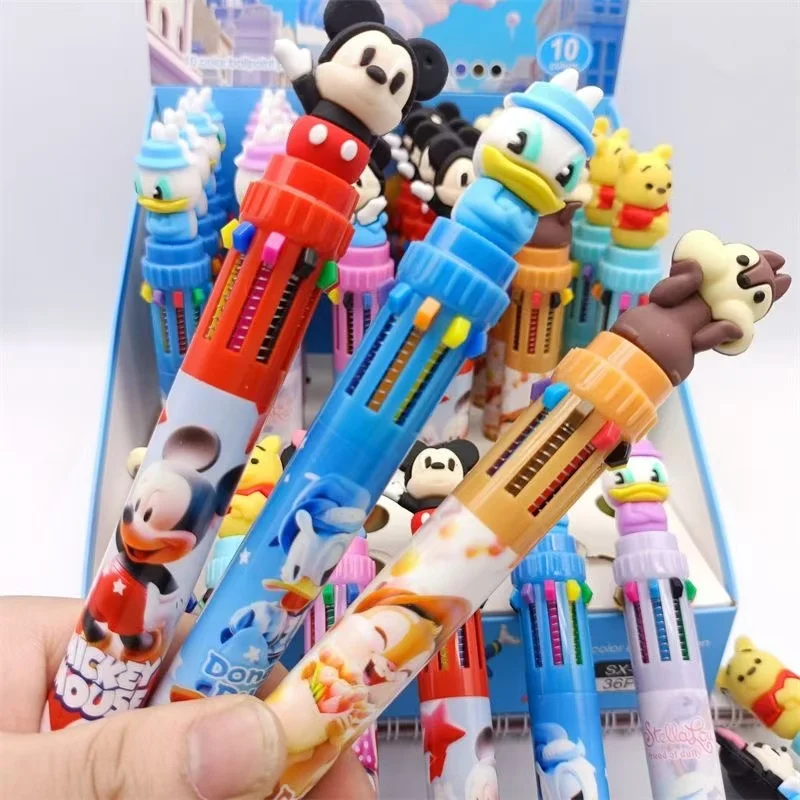 3PCS Authentic Disney Ten Color Styling Pen Stationery Creative Cartoon Student Ballpoint Pen Cute Limited Edition Signature Pen