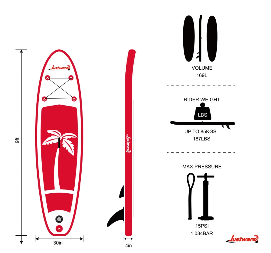 Tabla de Surf Power Sup, tabla de Paddle inflable con aletas, 2024