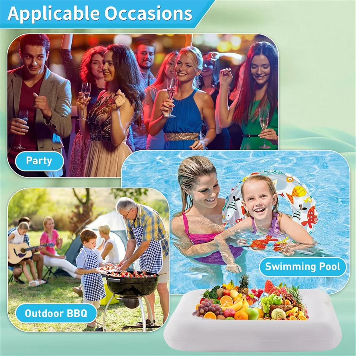 

2525+ 2 PCS 24Inch Inflatable Serving Bar, Drinks Inflatable Cooler Table Pool Ice Tray for Party,Picnic & Camping