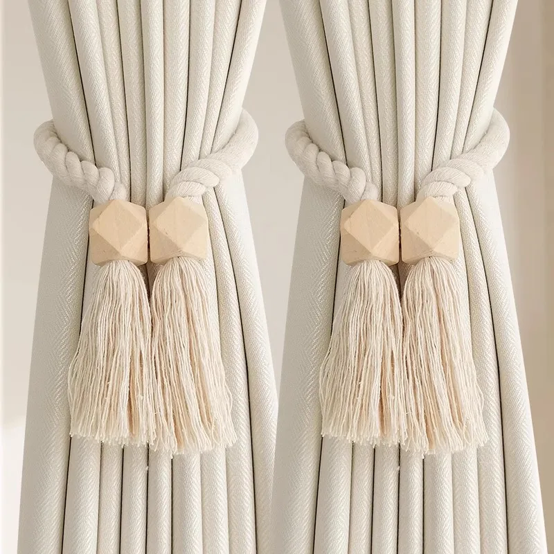 2 piezas de correas para cortinas, un par de hebillas de absorción magnética, correas decorativas creativas con borlas y cuerda para atar.