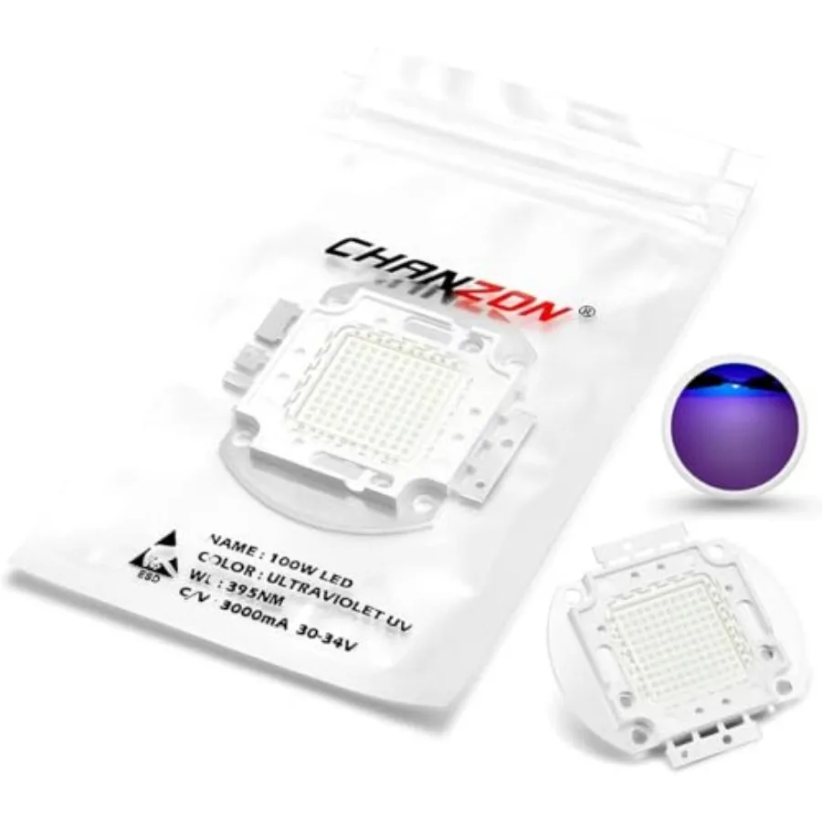 

High Power Led Chip 100W Purple Ultraviolet UV 395nm/ 3000mA/ DC 30V - 34V/ 100 Watt SMD COB Light Emitter Components Diode 100