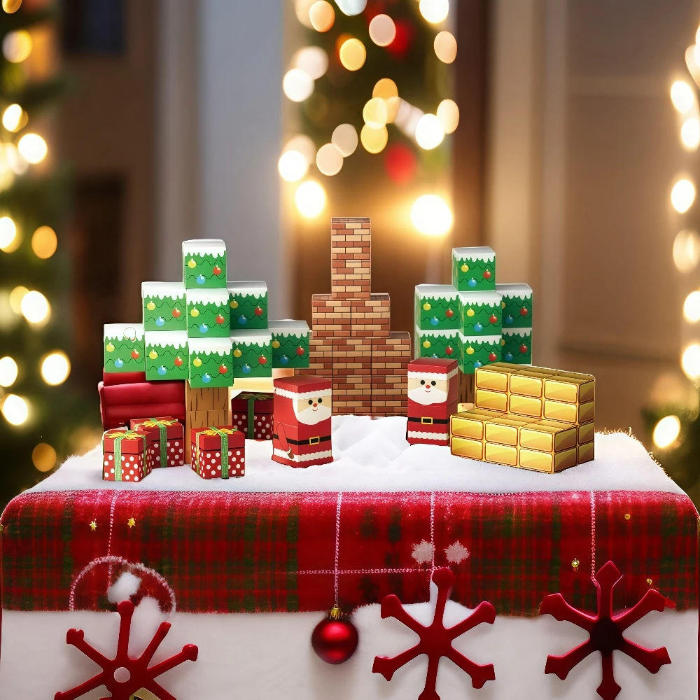 磁気タイル 積み木キット STEM学習玩具 クリスマスプレゼント 創造的なDIY 卓上装飾 サンタクロースデコレーションセット