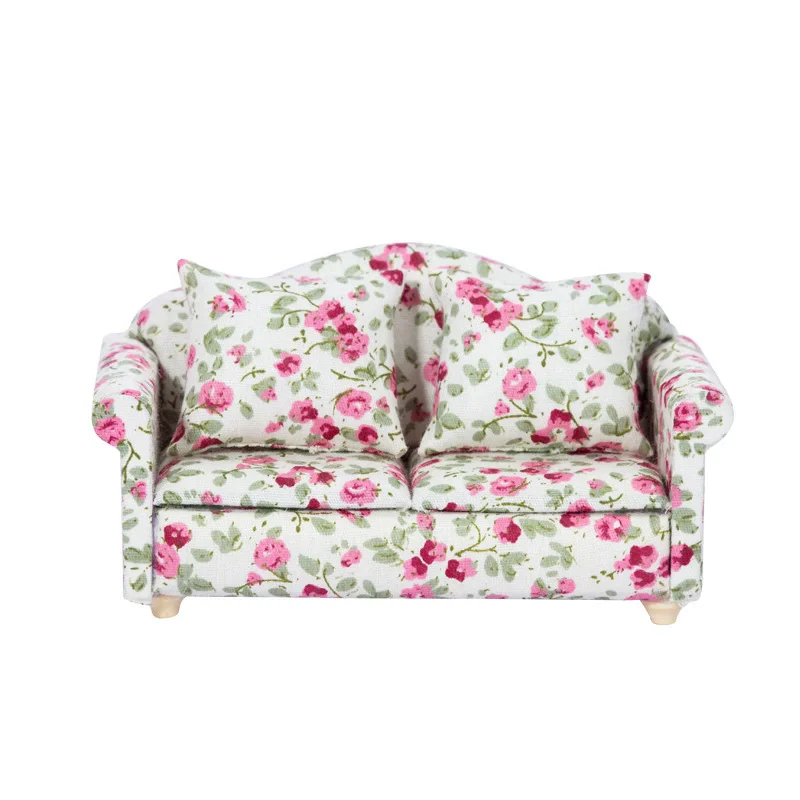 

Dollhouse Accessories Flower Pattern Mini Furniture Double Sofa for 1/12 Scale Doll (#2)