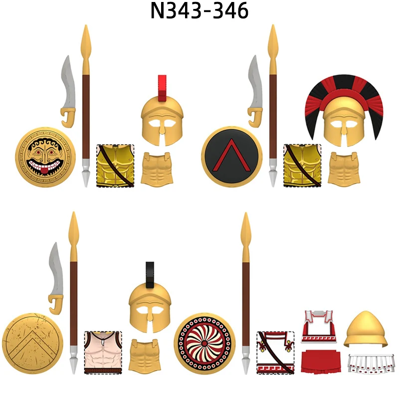 The Spartan Hoplite Action Figures Model Blocks MOC Bricks Set Gifts Toys N343-N346