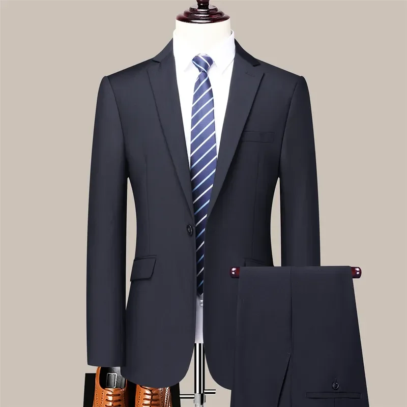 2025 High-end Men's Suit Four-season Business Casual Versatile Suit Fashion High-end Temperament Suit