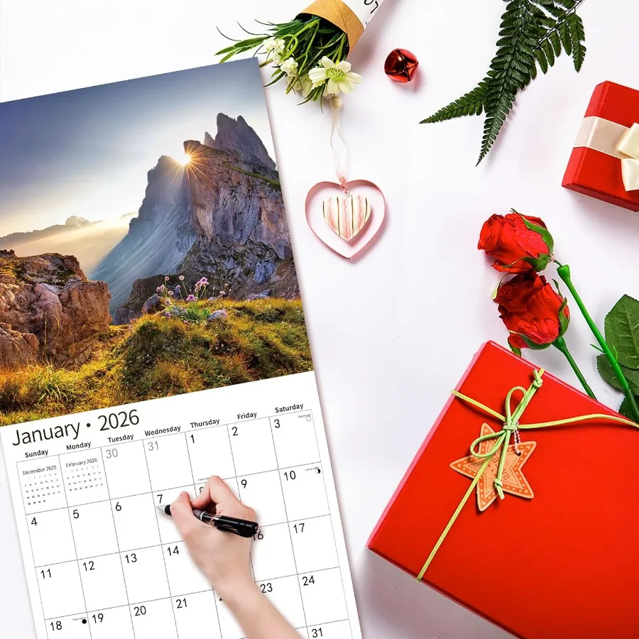 2026 تقويم الحائط التقويم 2026 نوفمبر 2025 - ديسمبر 2026 تقويم الحائط الرائع 12 "× 24" مفتوح الصفحة الكاملة أشهر سميكة