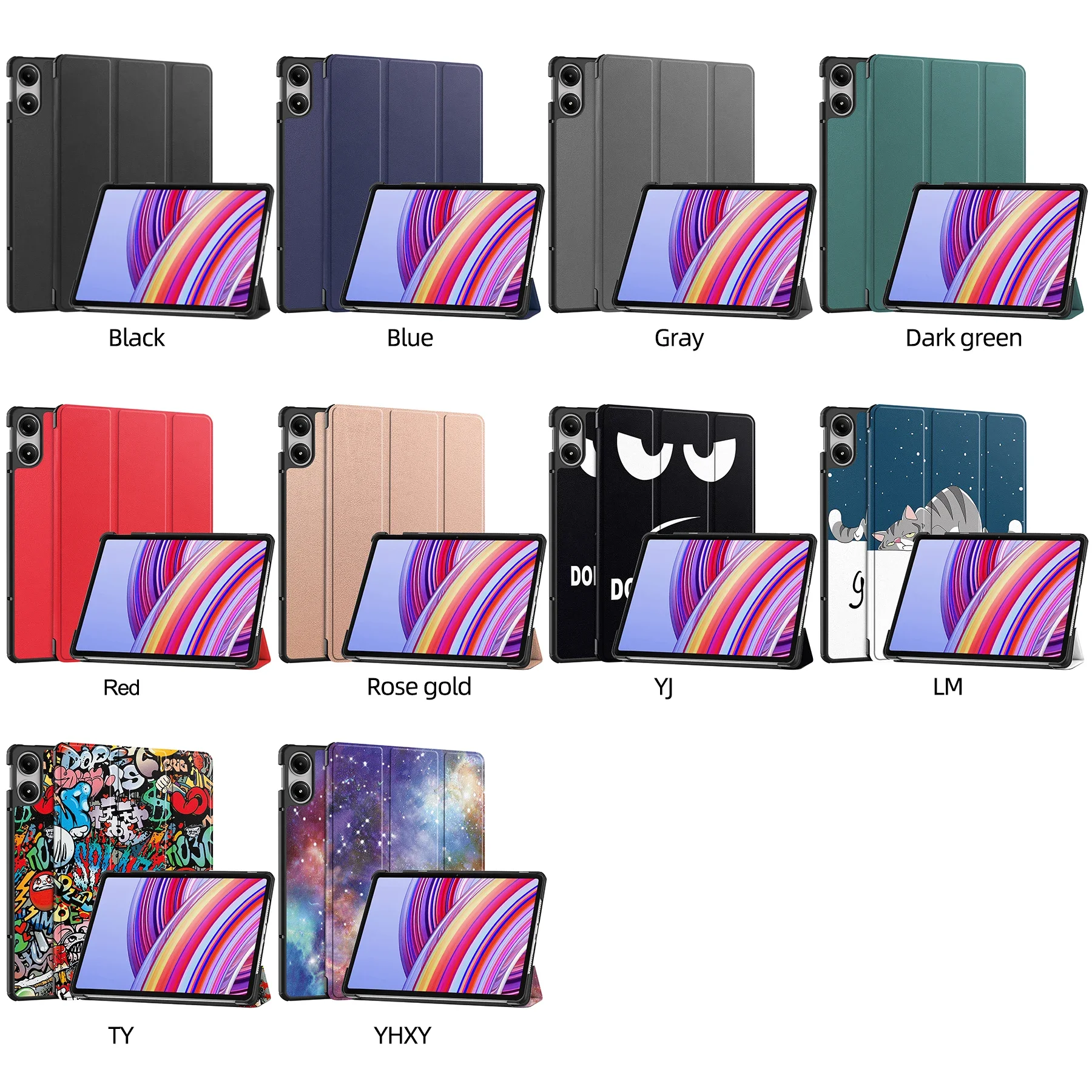 For Xiaomi Redmi Pad Pro Tablet Case 12.1 Inch 2024 Coloured Drawing Flip Case Ultra-Thin Three Fold Shockproof Bracket Cover