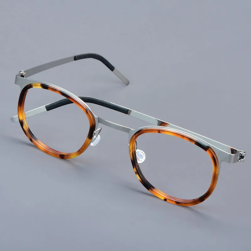 Round Glasses Frame Denmark Screwless Men Women 9799 Titanium Strip Eyeglasses Ultralight Thin High Quality Spectacle Classic