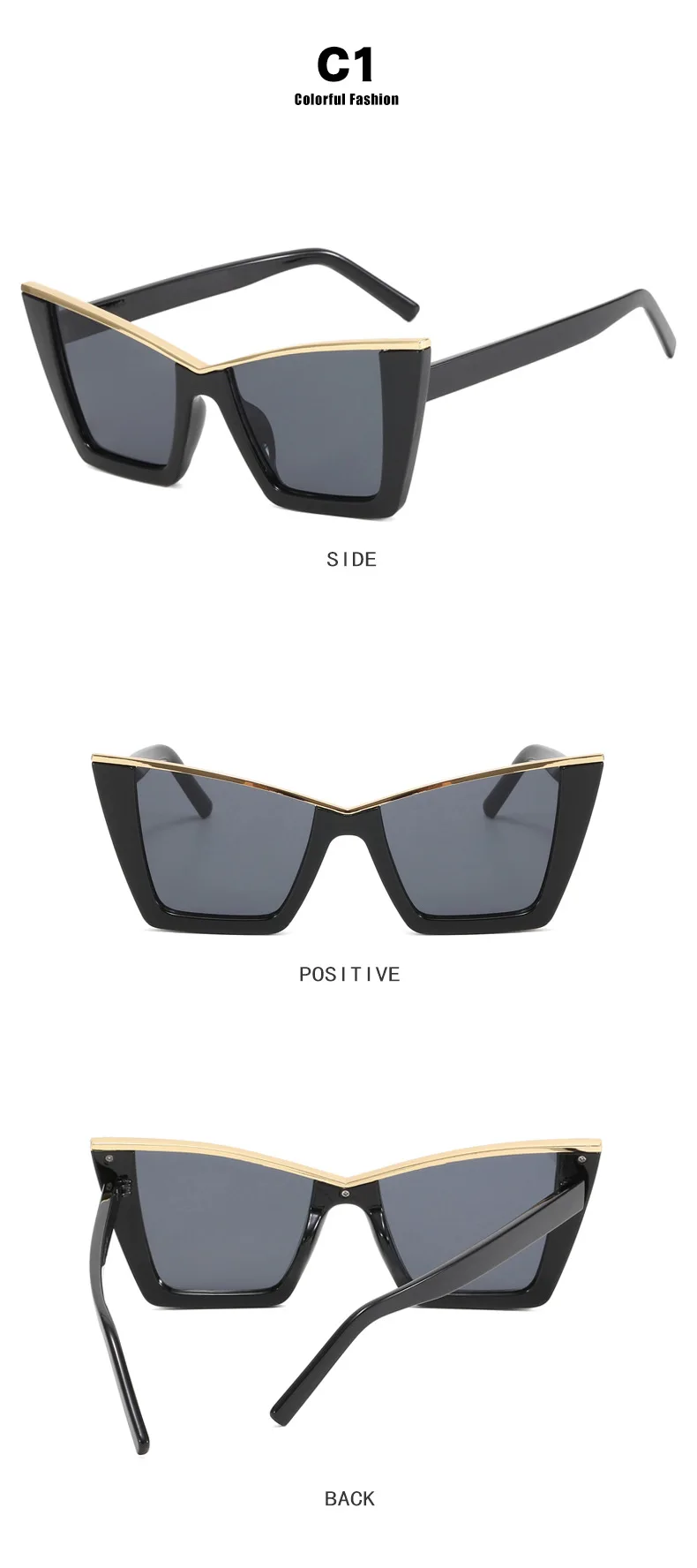 Vintage Oversized Cat-Eye-Sonnenbrille für Damen, Luxusmarken-Designerbrille, Sommer-Reise-Fotografie-Sonnenbrille, Herren, UV400 – Detail 7