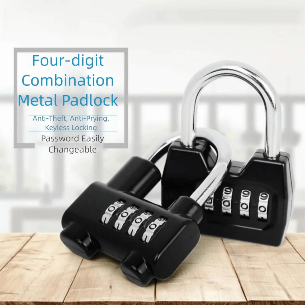 4 Dial Digit Combination Padlock Weatherproof Protection Rustproof Digit Combination Lock Resettable Waterproof
