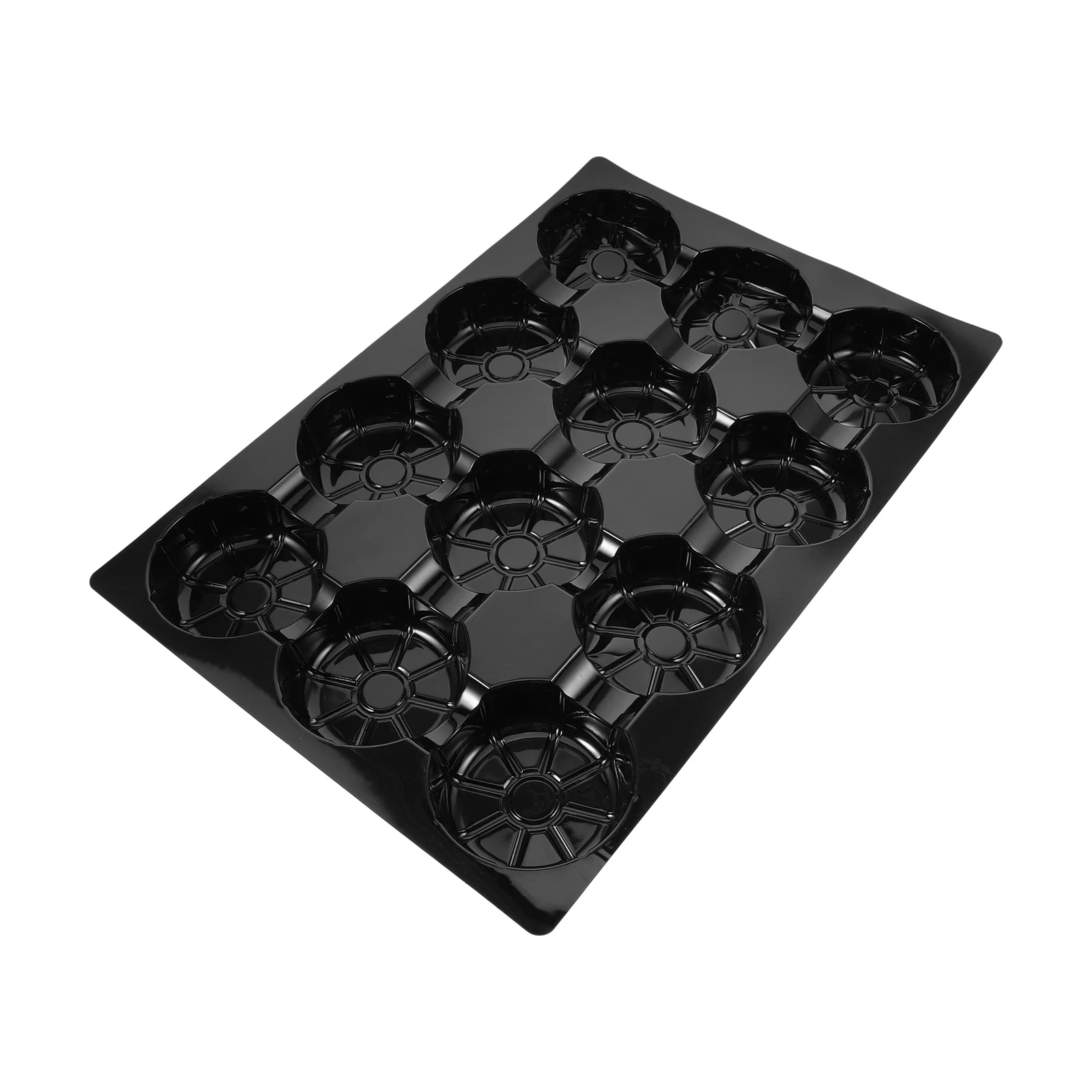 

Fruit Display Plate Black Plastic Supermarket Accessories Food Pallets Store Holder Anti Slip Multiple Compartments For Apples