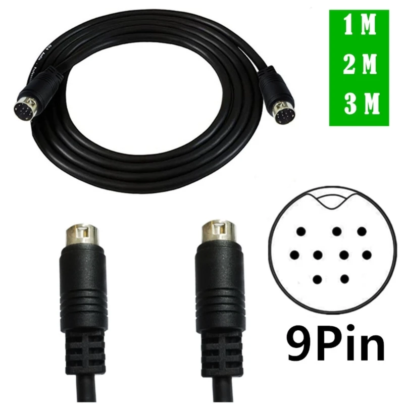 9Pin Mini DIN Extension Cable 9-Pin DIN Male to Male Adapter Extension Cable for Video Game Audio Equipment 1/2/3m 95AF